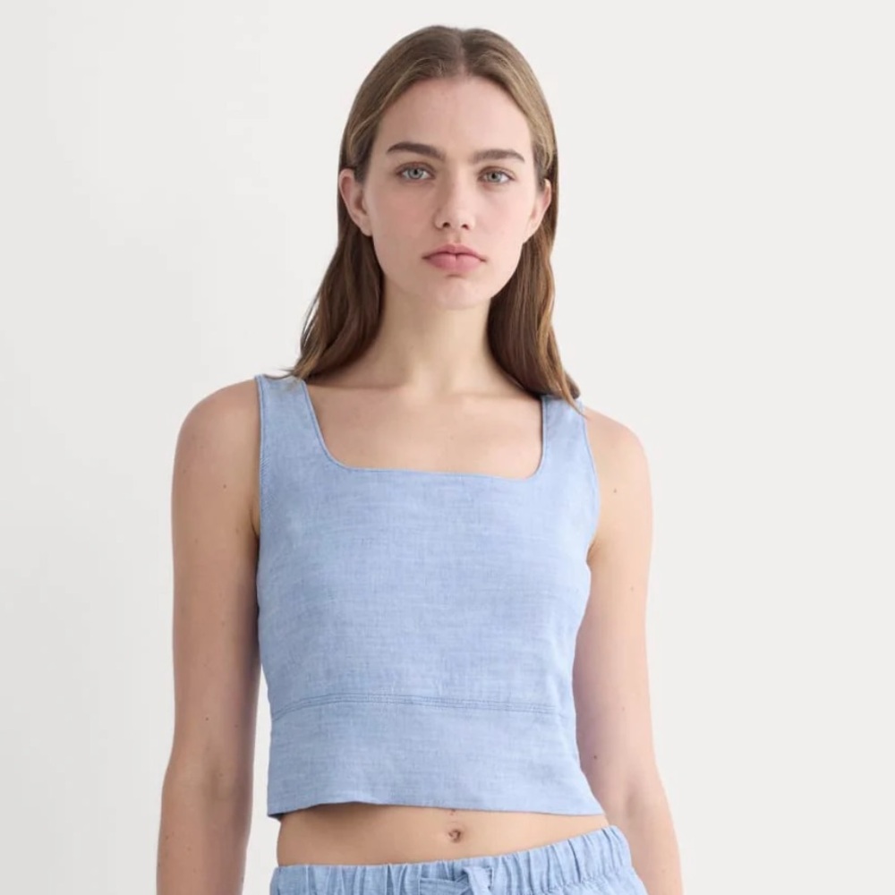 Everlane THE SQUARE TANK IN STRETCH LINEN